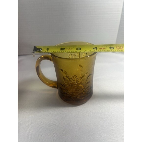RARE Vintage Amber Rose Glass Mugs Set 2 Indonesia Pasari Liva GB-1199 Gift Box - Picture 7 of 16